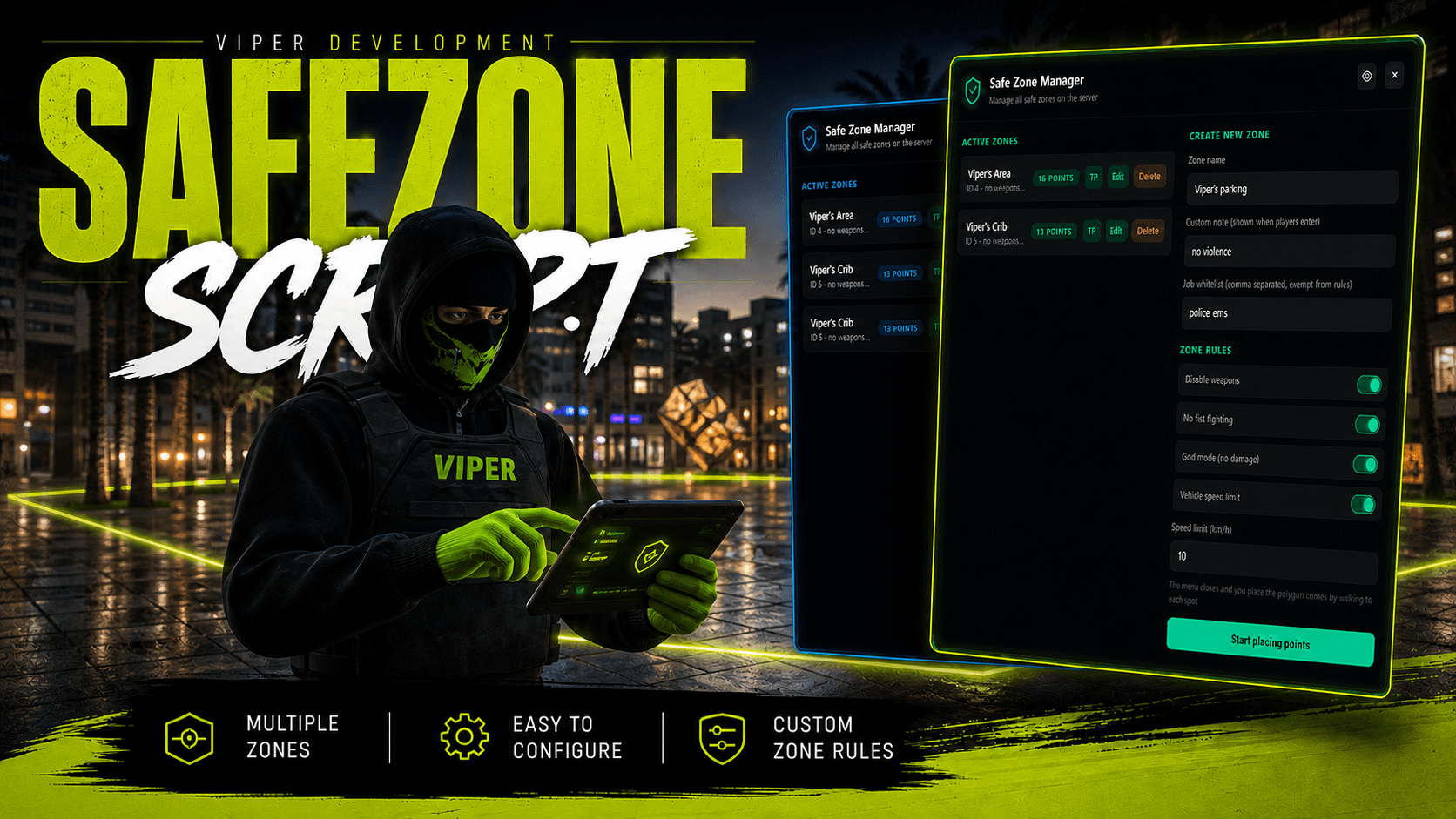 Safe-Zone โ FiveM script for QBCore and ESX by Viper Development